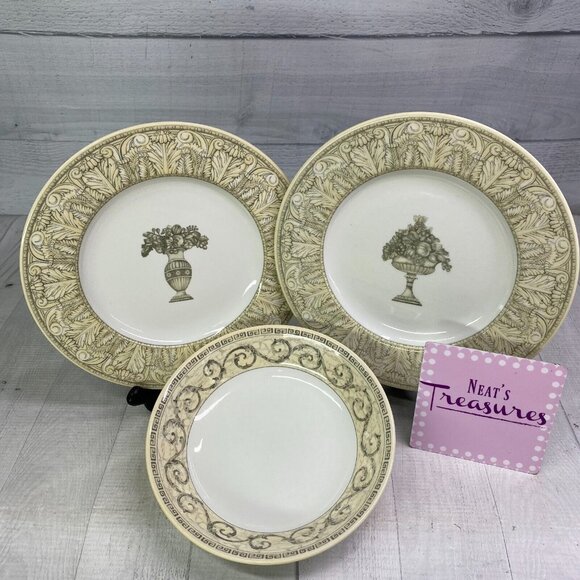 Johnson Brothers ACANTHUS CREAM Greek Accent 2 Lunch Plates & Soup Bowl Set 4